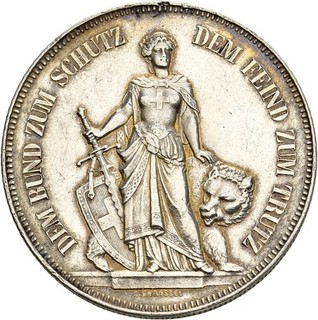 Künker: Svizzera 5 franchi 1885. Schützentaler Festa Federale del Tiratore Ag