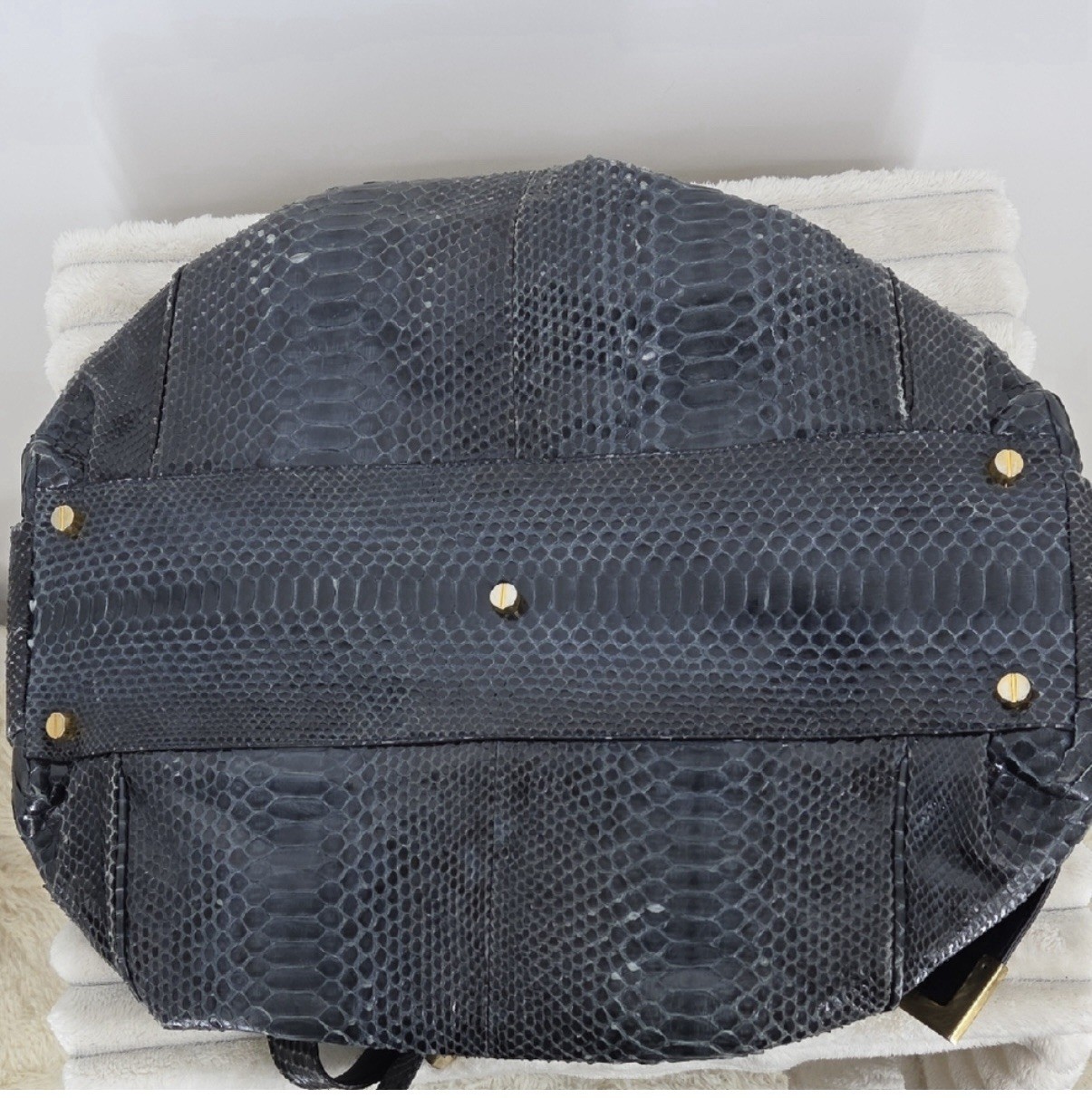 Vtg Michael Kors Genuine Python Large Satchel Nav… - image 12