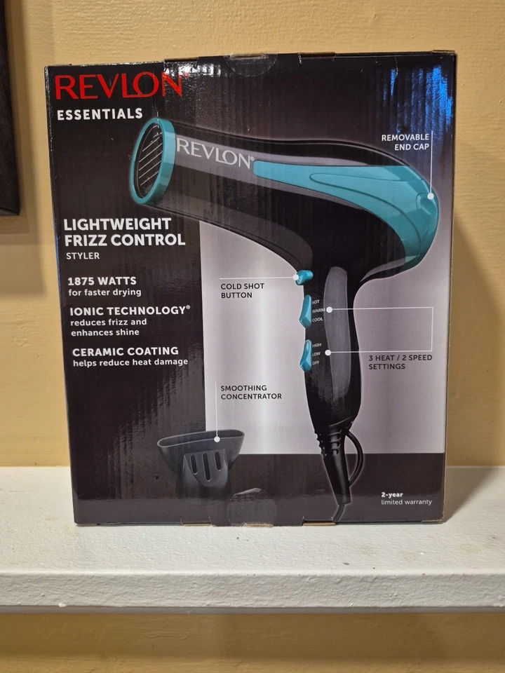 Revlon Essentials Frizz Control Styler Negro y Turquesa 1875 vatios Secado Rápido Foto 2 de 3