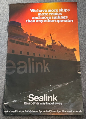 Vintage British Railways Poster Sealink Better To Get Away 25,5''x40'' kostenloser Versand