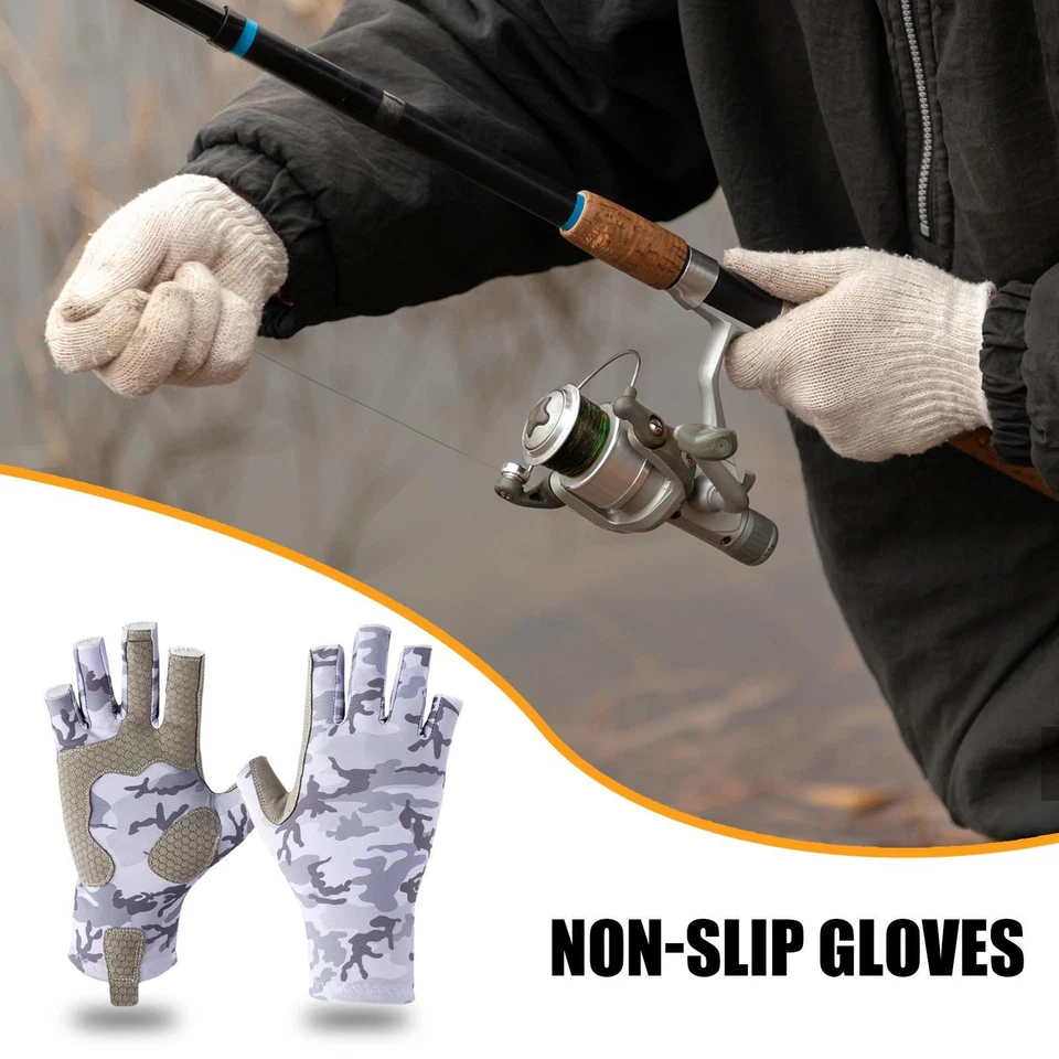 Fishing Gloves Fingerless Gloves UV Protection Breathable Sun Protection Gloves - Image 4 of 4