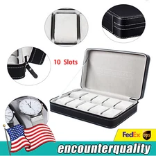 10 Slots Watch Display Case Storage Box Case | Leather Rounded Corner