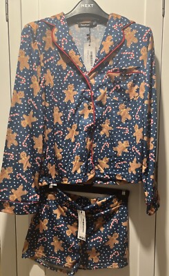 Boohoo Women's Gingerbread Man Christmas Pyjamas Size Shirt Size