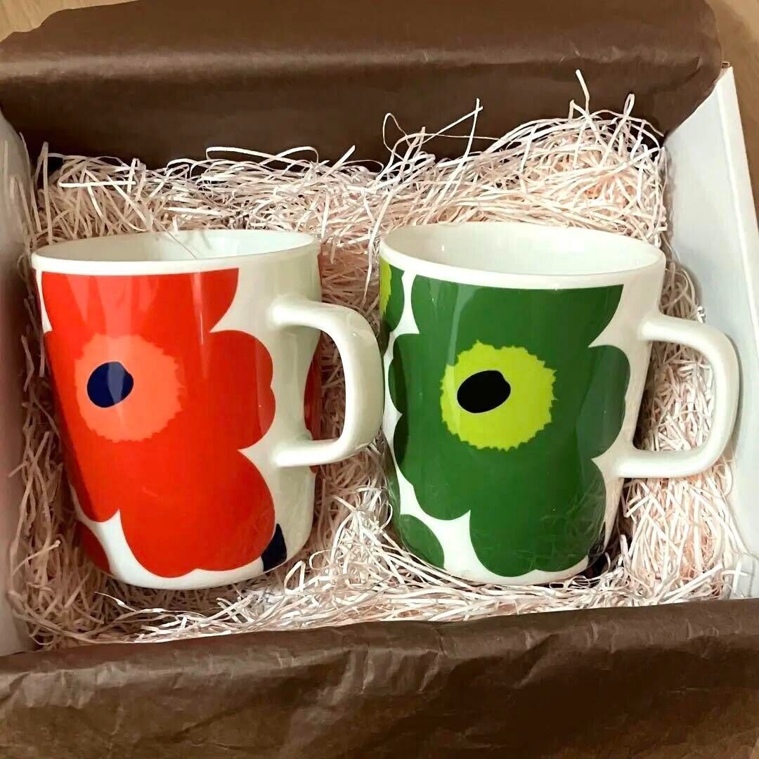 Marimekko Unikko Mug Cup Green Red Poppy Flower Set | eBay Marimekko Unikko Mug Cup Green Red Poppy Flower Set | eBay