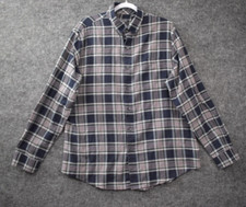 Van Heusen Flex Shirt L 16-16 1/2 Classic Fit Gray Plaid Button Down Long Sleeve