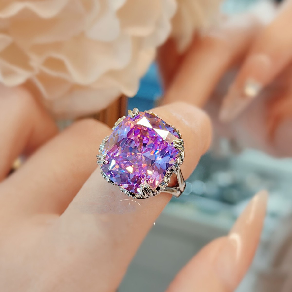 New 14mm Ice Flower Cut Purple Kunzite Wedding Party Gemstone