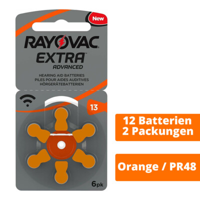 12 x Rayovac Extra Typ 13 Orange PR48 ZA13 D13 Hörgerätebatterien 1,45V 2 x 6er