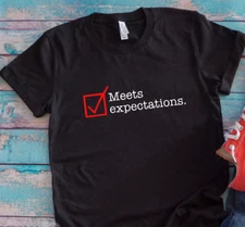 Meet's Expectations, Black, Unisex Men's and Women's T-shirt