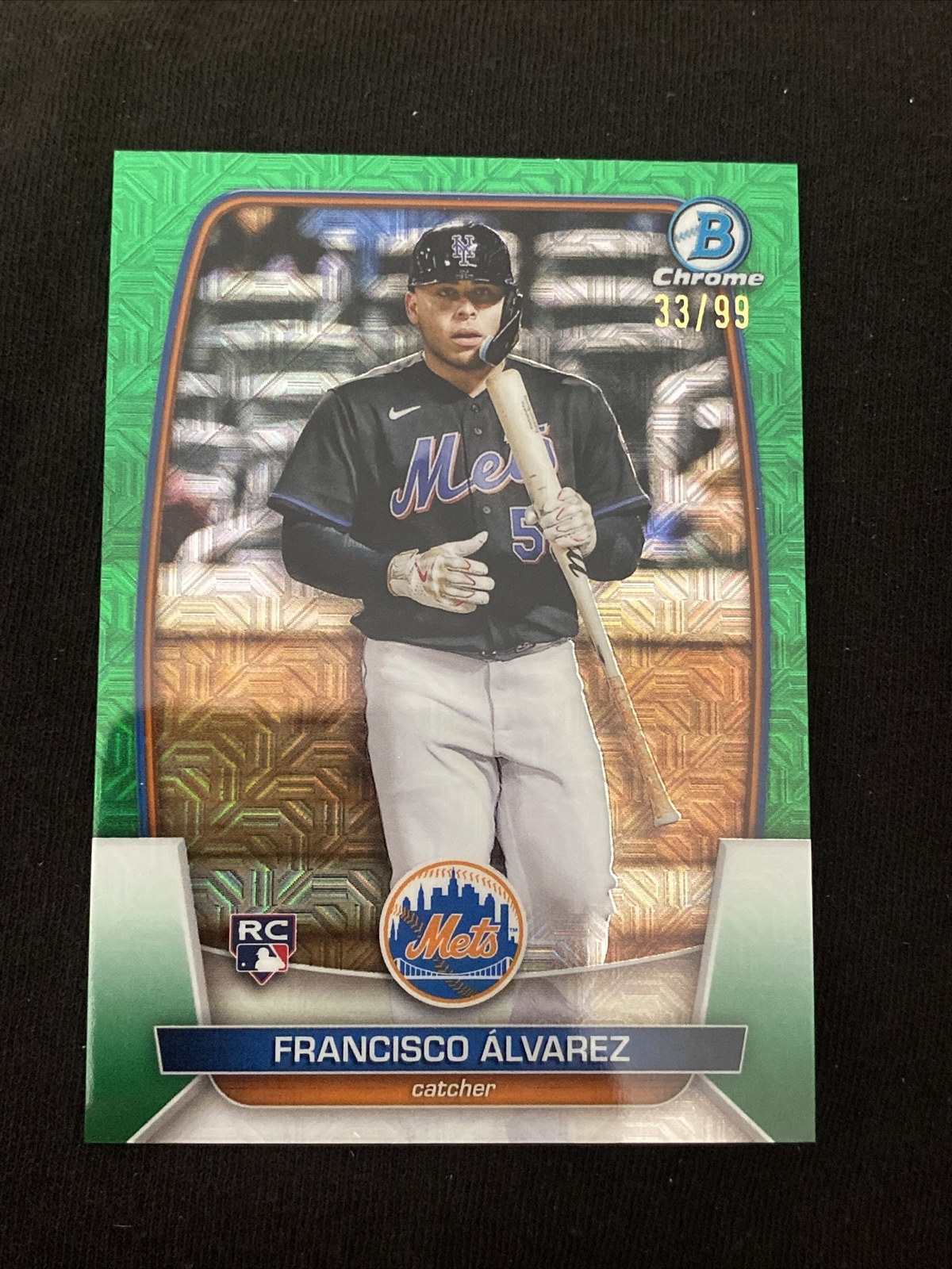 2023 Bowman Chrome Green Mojo Refractor Francisco Alvarez 49 New York Mets /99
