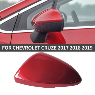 Red Left Side Mirror Cover Cap For Chevy Cruze 2017-2019 - Snap-On Fit, Plastic
