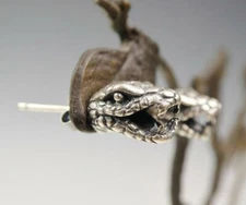 Handmade 925 Sterling Silver Open Mouth Snake Stud Post Earrings Unique Cool