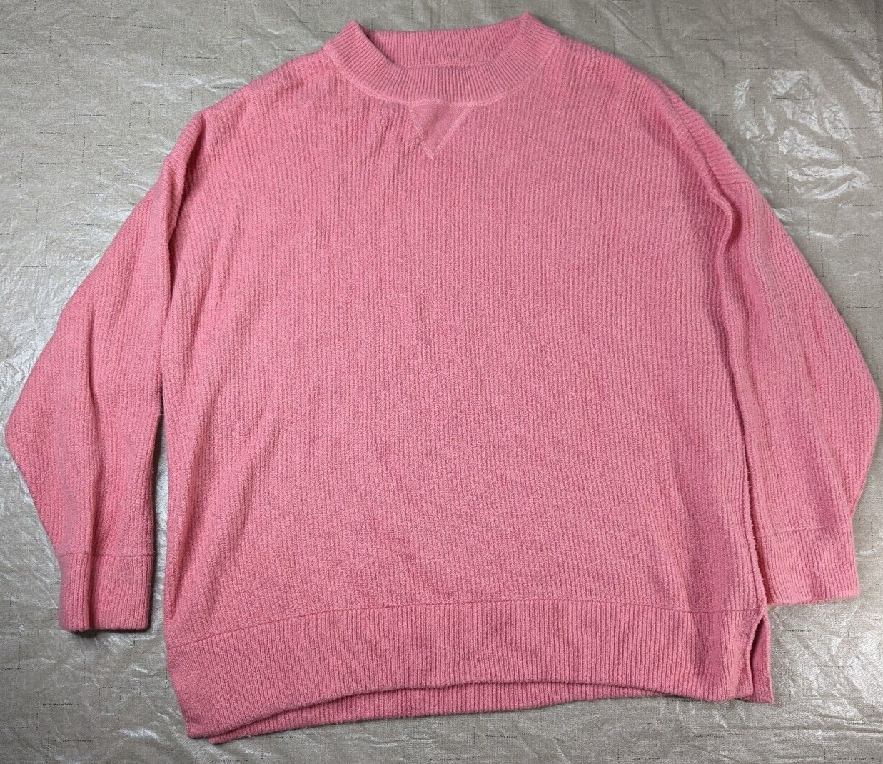 Aerie Sweater Womenu0026#039;s XL Pink Oversized Tight Knit Pull Over Long  Sleeve | eBay