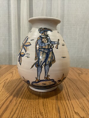 Vtg La Menora Talavera Hand-Painted Spanish Majolica Vase Signed 11  5 Lbs
