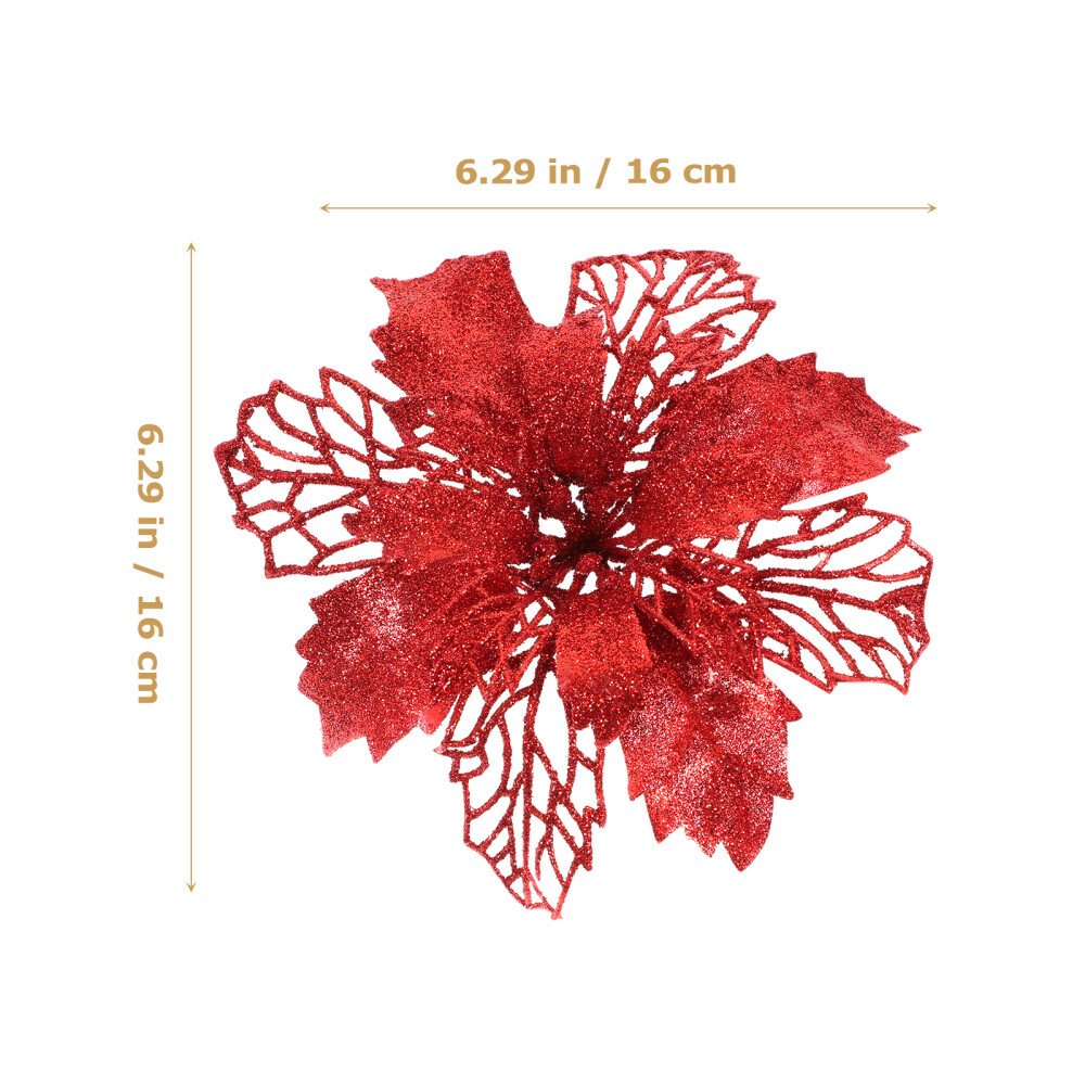 6 Pcs Christmas Floral Picks Tree Decorations Artificial Poinsettia