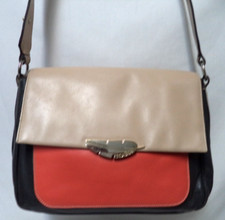 TOUS Vintage Leather Color-block Shoulder Bag...