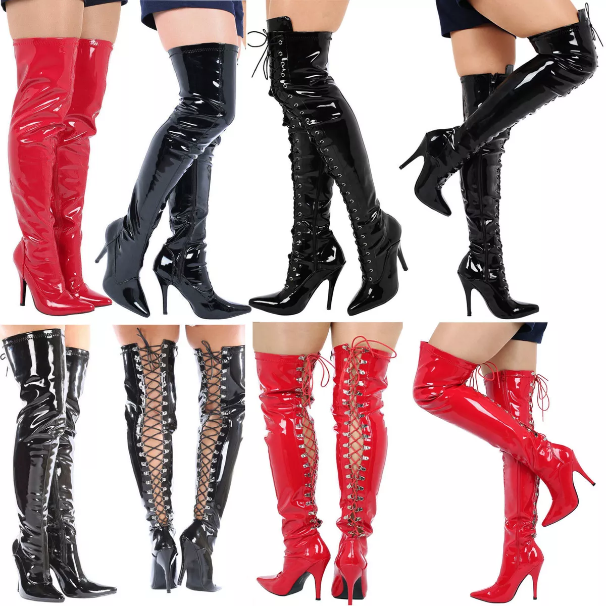 Mens black thigh high clearance boots