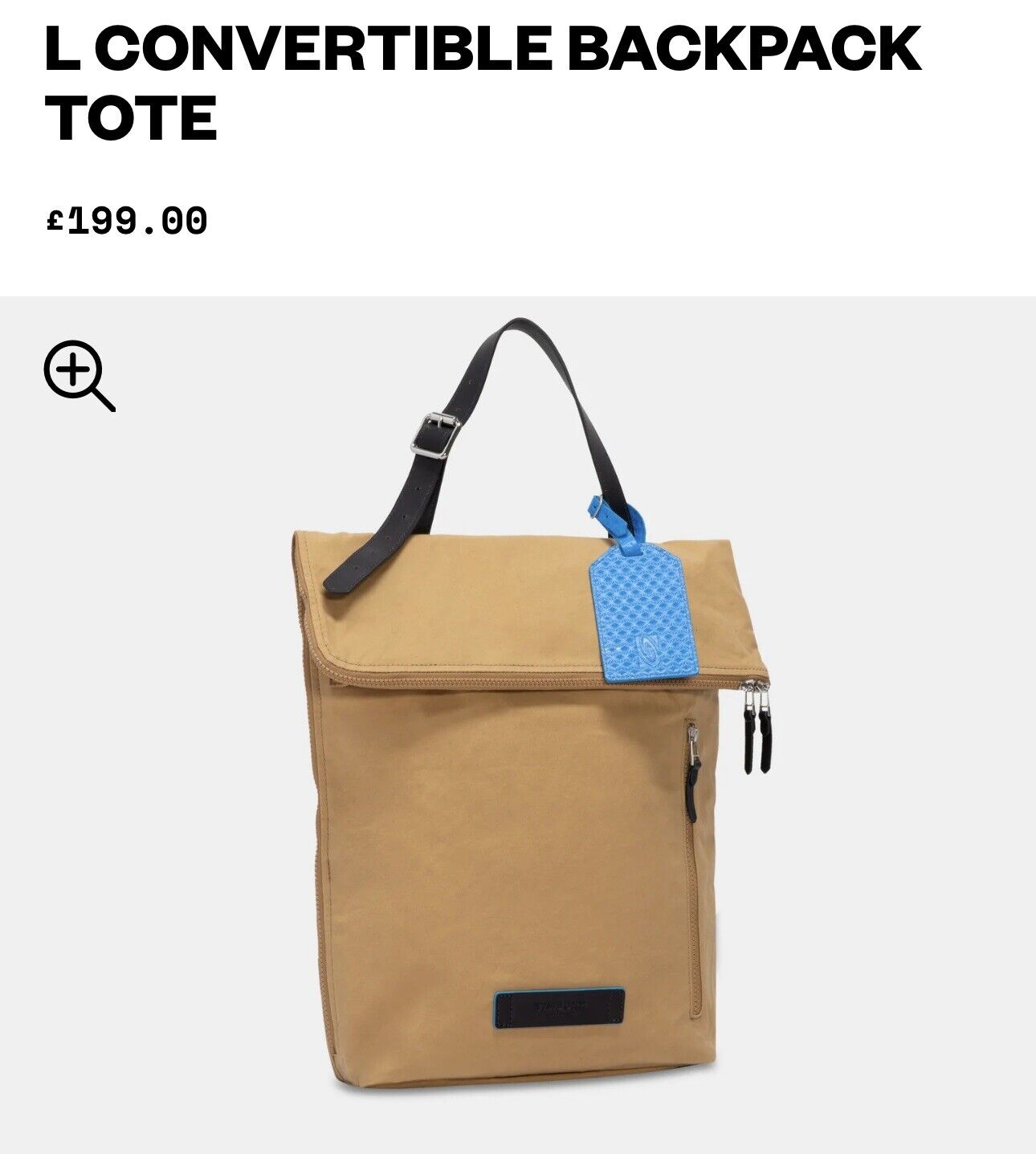 TIMBUK2 L Convertible Backpack Tote Messenger Bag 13” Laptop Beige Durable Mens