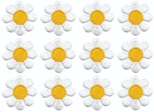White Daisy Flower Patch Embroidered Cut out Iron on Sew on Lot of 12 1" inch 