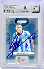 2018 Panini Prizm WC Signed Lionel Messi Argentina #1 BAS Mint 9 Beckett Auto 10