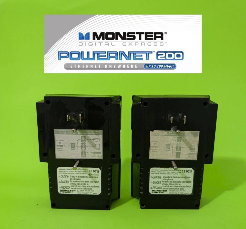 Monster Digital Express Powernet 200 DX PLN200 red de toma de corriente limpia paquete de 2 Foto 2 de 4