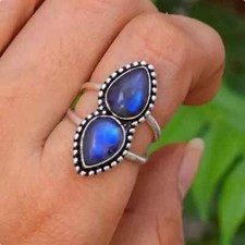 Beautiful Labradorite Gemstones 925 Sterling Silver Handmade Ring All Size C39