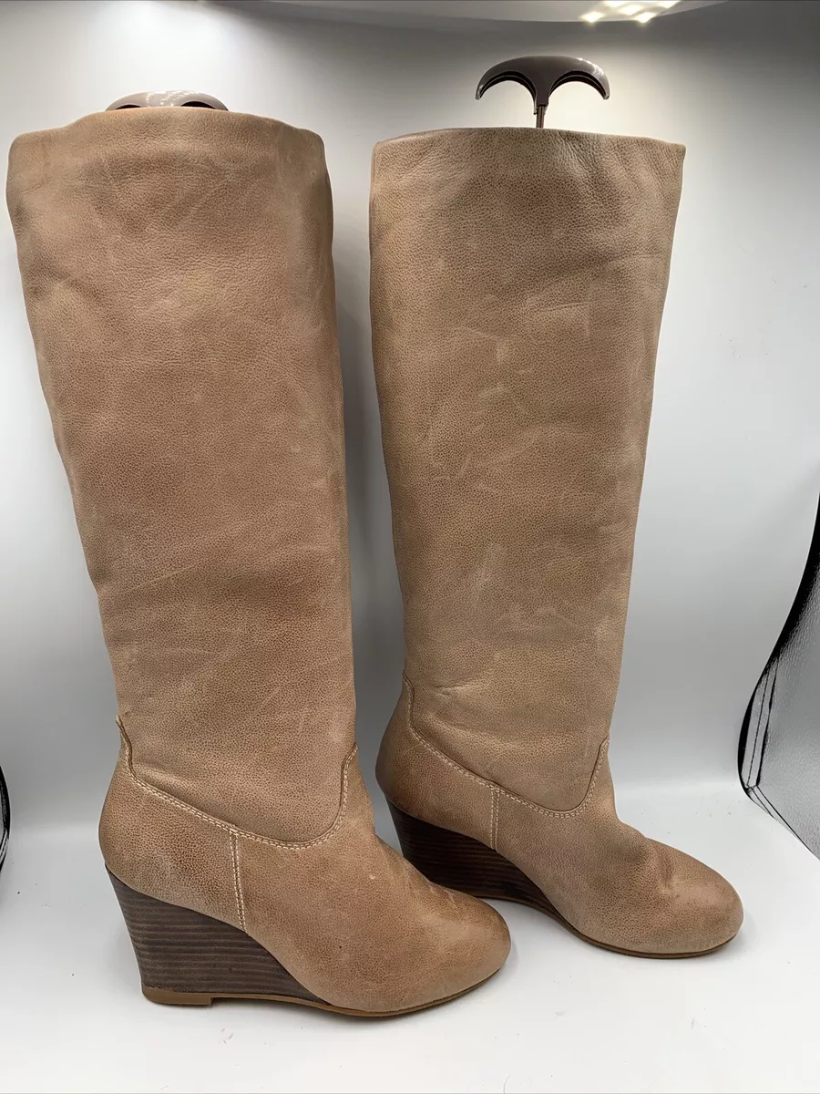 Next Tan Leather Wedge Heel Knee High Boots. New. RRP 75 Uk6 eBay