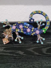 Jewelry Art Lizard, Upcycled Jewelry Wall Decor, Gecko Wall Art, Jewelry Mosaic 