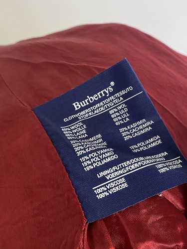 VINTAGE BURBERRYS Women's Red Woll Cashmere London Classic Tailored Coat Size 16 - Picture 21 of 24