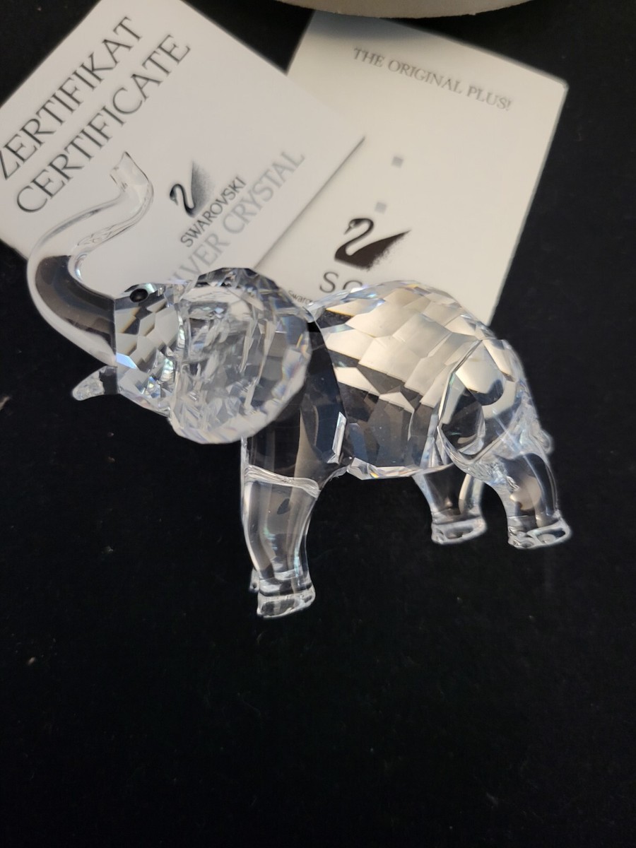 Swarovski Crysyal Figurine Small Elephant Trunk Up Paperwork