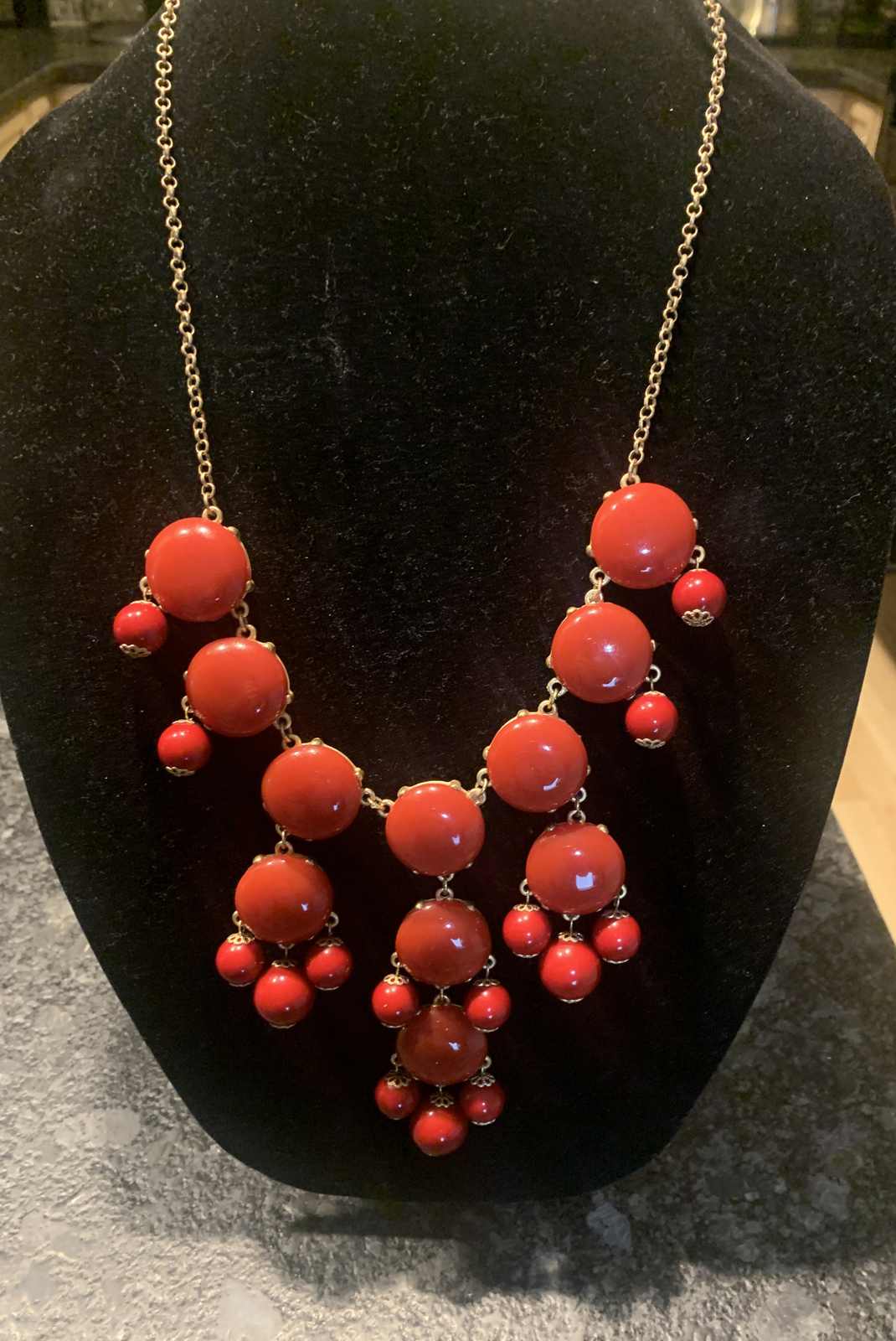 Festive Red Beaded Bubble Bib Statement Necklace … - image 9