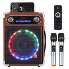 Bluetooth Speaker Portable Karaoke Machine Loud Subwoofer Party w/2 Wireless Mic