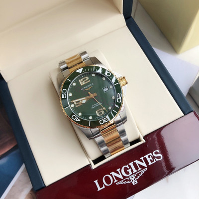 Longines Conquest Diving Automatic Watch L3.841.4.96.9 Green Dial Steel Golden