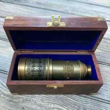 20" Brass Antique Marine Telescope with Wooden Box Vintage Handmade Gift