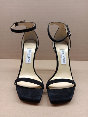 Jimmy Choo Alva 120 Suede Women's Heel Sandals- Black- Size 39(US