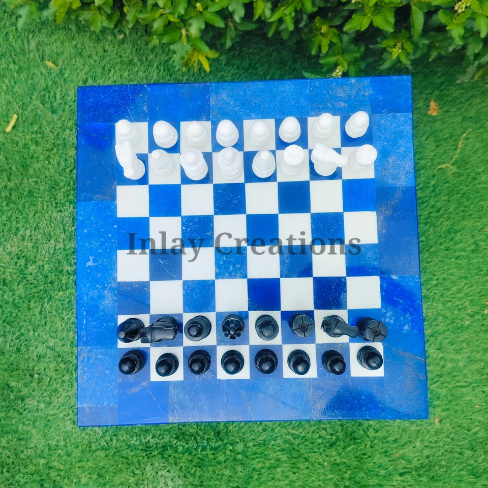 Lapis Lazuli Marble Chess Set With 32 figures Pices, Handmade Chess Table Top . - Image 4 of 4