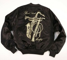 Vintage Beale Street Satin Jacket Size Gold Glitter Memphis Blues Diamond Dust