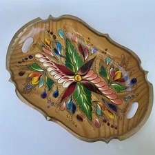 Wooden Tray 9”x13.5” Painted With Handle Cutouts