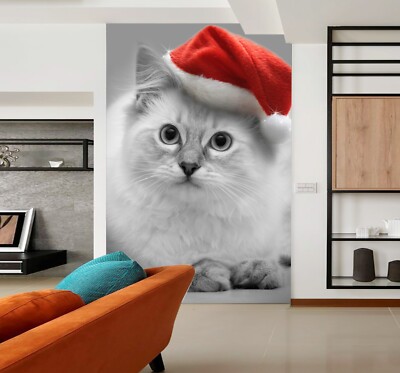3D Cat Hat Animal ZHUA10488 Wallpaper Wall Murals Removable Self-adhesive Ann