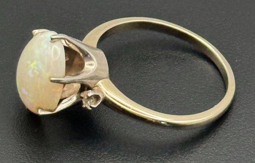 Vintage 14k Champagne Gold Ring w Opal Cabochon Sz.8.25 (NeW) - Picture 5 of 9
