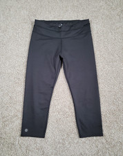 Athleta Crop Leggings Womens Medium Black Sonar Stretch Gym Zipper Pockets Yoga