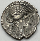 Roman Republic Silver Denarius P. Clodius Circa 42 B.C ~ Vf Detail Bent