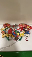 Vintage Cloth Filled Ornaments Angels Cat Gingerbread assorted lot of 9  