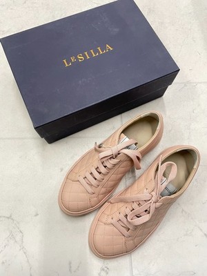 NIB $711 Le Silla Women Low Top Sneaker Kate Chiffon Phard In Blush Size: 36