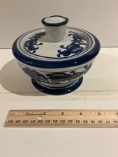 Bombay Company Blue & White Porcelain Potpourri/Incense Burner with Lid 5"