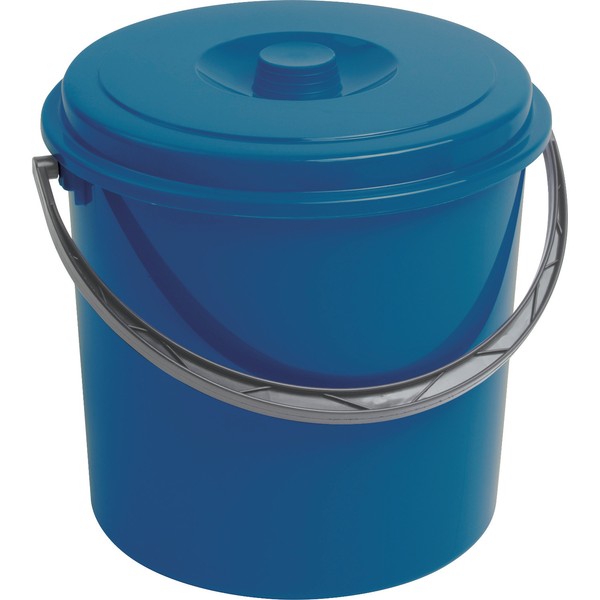 Cubo azul de 12 L, contenedor de basura con asa y tapa ideal para cocina