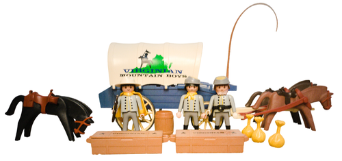 PLAYMOBIL 3785 SOLDAT Sudiste Confedere Chariot Bleu Western 7046 EUR 7