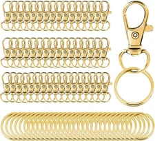 100 PCS Gold Swivel Snap Hooks – Lobster Clasps with Key Rings for DIY Crafts 