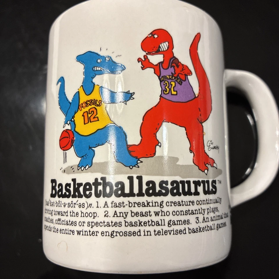 Taza de baloncesto Baloncesto ASaurus Galbraith 1986 Talking Tops Dinosaur Saurus Foto 2 de 4