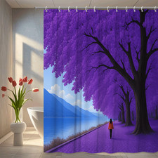 Elegant Purple Shower Curtain - Beautiful Nature Scene Decor