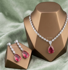 Silver Finish American Diamond Choker Necklace Set Earrings Bridal Jewelry